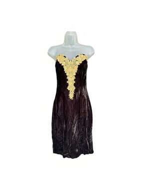 VTG 80s Claudine Bueche Strapless Velvet Sweetheart Cocktail Dress Size 12